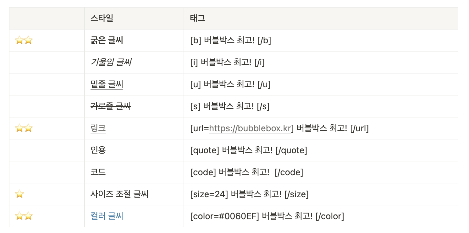 노코드 버블 학습 아티클 ㅣ bb code 기능으로 스타일링하기